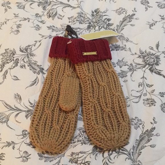 Michael Kors Accessories - NWT Michael Kors Mittens | cable knit | red &cream